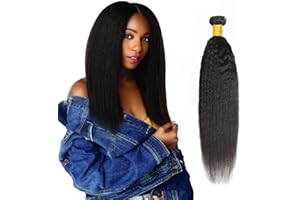 UNILO LVY Tissage Kinky Straight 10A Kinky Straight Hair 18 pouces Doubler bresilienne Tissage Yaki 100% Tissage Cheveux Humain 18 pouces