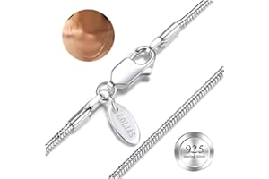 LOLIAS 925 Sterling Silver Chains for Women 1.5MM Snake Necklace Chain Dainty Long Silver Chain Necklace for Women Men Shine Jewelry Gifts 40/45/50/55/60/65CM