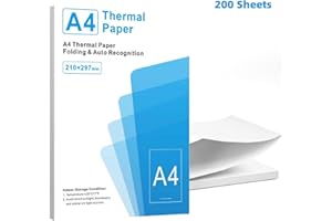 XINGGANG Papel térmico plegable A4 para impresora portátil M08F, Compatible con Brother PJ762/PJ763MFi, Phomemo M08F, HPRT MT800, Papel térmico de secado rápido para impresora, 210x297mm, 200 hojas