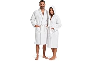 BOSKIMO Peignoir de bain unisexe à capuche 100 % coton OEKO-TEX - Peignoir pour homme et femme - Bouclette américaine 420 g/m² - Doux et très absorbant