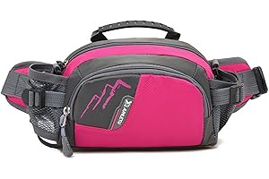 ENJOYAA Waist Pack,Adjustable Fanny Pack,Waist Pack with Bottle Holder,Dog Walking Waist Bag Large Capacity Waist Pack for Hiking Traveling Mountain Climbing Running and Cycling Men Women (Pink)