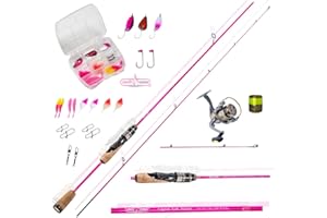 MIROEFISHING UL Forellenset Angelset Pink Edition. Sofort einsatzbereit ! 180cm UL Rute Girl Angelrolle Expert500 I Schnur I Köderset I Spinnrute - Steckrute 2-teilig