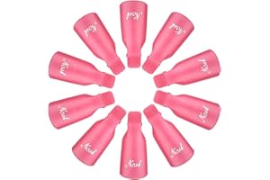 Benbilry 10 PCS Nail Polish Remover Clips, Reusable Soak Off Gel Plastic Nail Art Soak Off Clip Caps UV Gel Polish Removal (Pink)