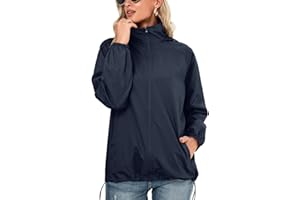 SotRong Chaquetas impermeables para mujer, chaqueta impermeable ligera para primavera y verano, de secado rápido, con cremallera, chaqueta con capucha para exteriores
