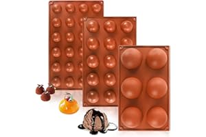 LUKIUP® - Molde de silicona semiesférico, 6 agujeros semicircular, 15 agujeros, semicírculo, 24 agujeros, diámetro 6,7 cm, diámetro 3,7 cm, diámetro 2,7 cm, para la fabricación de chocolate, pasteles,