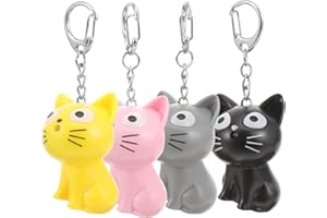OSALADI 4 Stück Led-Licht-Schlüsselanhänger Led-Katzen-Schlüsselanhänger Mit Sound Taschenlampe Tier-Taschenlampe Schlüsselanhänger Zum Aufhängen Von Anhängern Für