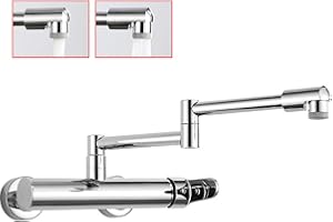 SJQKA Multi-Function Kitchen Taps Wall Mounted Contemporary Kitchen Faucet Wall-Mounted Faucet hot and Cold for Kitchen Sink Sink Sink washbasin Folding Rotating Copper-Plating