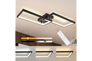 CBJKTX Ściemniana lampa sufitowa LED z pilotem Czarna 40W Metalowa lampa do salonu Nowoczesny design Lampa do sypialni Lampa kuchenna do sypialni Jadalnia Pokój dzienny Biuro