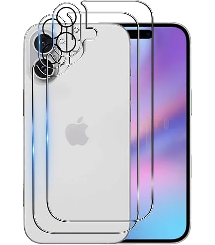 2 Pezzi Retro Posteriore Vetro Temperato per Iphone 16 Pro Max Con 2
