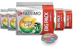 ‎TASSIMO Tassimo Kapseln Morning Café Filter XL, 105 Kaffee Kapseln im Big Pack, 5er Pack (5 x 21 Getränke)