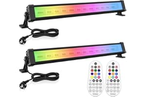 ‎MEIKEE MEIKEE 42W RGB Strahler mit Fernbedienung 360° Wallwasher Flutlicht 10 Farben 30 Modi Timer 6 Helligkeitsstufen Memory-Funktion LED Strahler RGB Bar für Bar Party Disco Feiern Bühne Häuser 2 Pack