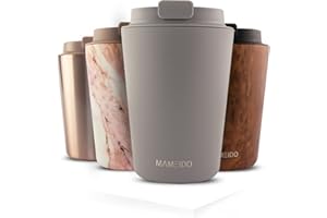 MAMEIDO Kubek izotermiczny 350ml Szarobrązowy - Termos Kawa, Wodoodporny kubek ze stali nierdzewnej bez BPA, 100% Hermetyczny dla kobiet i mężczyzn