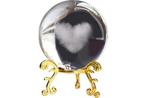 DRWOSM 60mm 3D Kristallkugel Rose Blume&Liebesfigur Glaskugel lasergravur Ich Liebe Dich Andenken Briefbeschwerer Ornamente Ball mit Ständer Deko Ball Liebhaber Geschenk für Frauen Mädchen (Liebeswolken)