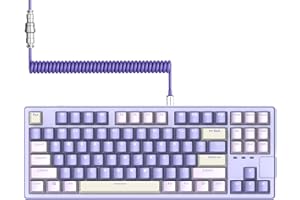 AJAZZ AK873PRO-XINMENG X87 75% Wired Klawiatura do Gier, TKL 80% Gasket Mechaniczna Klawiatura, Custom Pre-Lubed Switch, Backlit LED Compact 87 Key PBT Keycap, Spiralny USB C Kabel for PC/Mac/Win - Purple