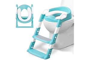KIDOOLA Siège de toilette réglable pour bébé et enfant avec marchepied et poignée pour garçon et fille (bleu)