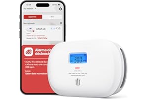 X-Sense Détecteur de Monoxyde de Carbone Connecté, Détecteur de Monoxyde de Carbone Intelligent avec Affichage Numérique LCD, Détecteur de Monoxyde de CO Portable à Emporter Partout, XC0C-iR, Lot de 1