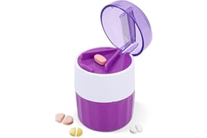 LASUROA Triturador de Pastillas 3 en 1, Portátil Fácil de Transportar con Cuchillas Acero Inoxidable y 3 Compartimentos para Vitaminas y Comprimidos Pequeños Grandes