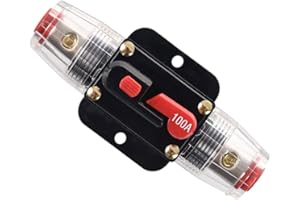 RKURCK 12V-24V DC 100 Amp Circuit Breaker, Fuse Holder, Inline Fuse Block For Car Audio Solar Inverter System Protection (100A)