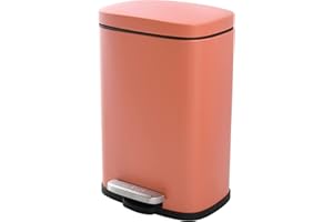 Spirella, Pattumiera a Pedale in Acciaio Inox da 5 Litri, Modello Akira, Finitura Opaca Elegante e Moderna, Chiusura Lenta e Silenziosa, Rivestimento Anti-Impronta, Terracotta Opaco