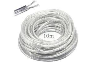 LUMENTY Fil électrique/2 Core Support PVC Secteur électrique Fil de Cuivre Câble Haute Résistance à la Température 2 x 0,75 mm² Câble d'alimentation–10 Metre Longueur Coupe Flexible Bassin Câble Transparent