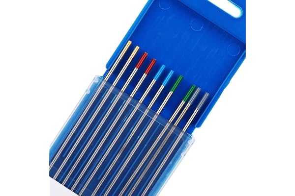 TEN-HIGH Soudage TIG Emballage mixte, Électrode en Tungstène, 2 pièces Tungstène Pur + 2 pièces 2% de Cérium + 2 pièces 1,5% de Lanthane + 2 pièces 2% de Lanthane + 2 pièces 2% de Thorium