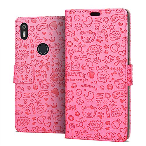 Funda Aquaris X   X Pro  RIFFUE   BQ X   X Pro Carcasa Libro Suave Delgada con Tapa Flip Dibujo Bonito de Piel Sint  tico   Silicona Moda Oso  Cierre Magn  tico  Billetera  Ranuras  Case para BQ Aquaris X   X Pro   5 2 Pulgadas   - Rosa