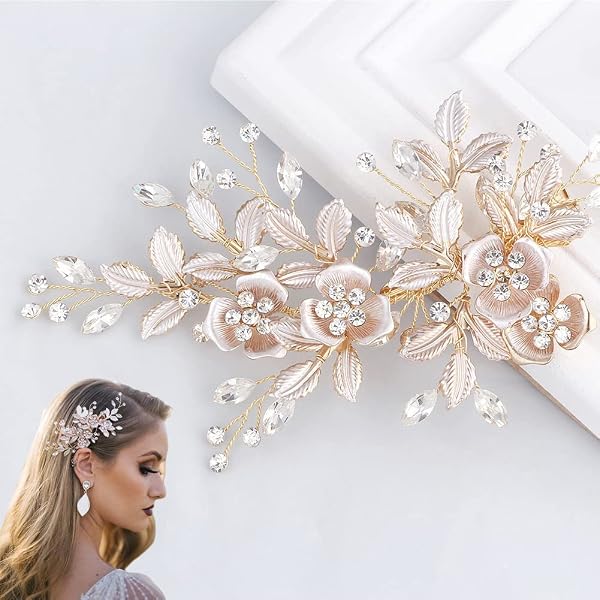 Yheakne Kristall-Haarspange Für Hochzeiten – Silberfarben, Strass, Glitzernd, Brautkopfschmuck