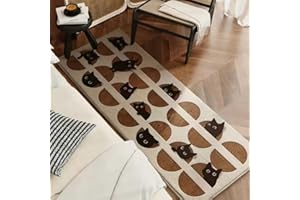 POPUPWAVE Area Rugs for Bedroom 40 * 120 cm, Washable Cute and Funny Kids Pets Rug Modern Printed White Irregular Shape Entryway Rug (Round Cat)