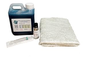 Swindon Composite Supplies : Fibreglass Resin Repair Kit - 1 Sq M of Fibreglass Matting, 1kg Polyester Value Resin - GRP, Roofing, Ponds, Laminating by Swindon Composite Supplies (1000, Grams)