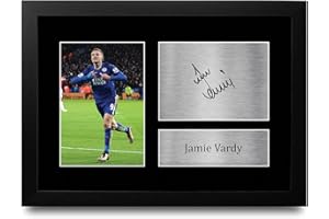 HWC Trading FR A4 Jamie Vardy Leicester City Gifts - Immagine autografata stampata per tifosi e tifosi di calcio - Cornice A4