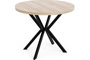 WFL GROUP Runder Ausziehbarer Esstisch - Loft Style Tisch mit Metallbeinen - 100 bis 180 cm - Industrieller Quadratischer Tisch für Wohnzimmer - Spacesaver - Eiche Sonoma - 100 cm