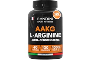 Bandini® AAKG 120 Comprimés L-Arginine Alpha-Ketoglutarate (2:1) - 1000mg par Comprimé - Pour Athlètes et Sportifs avant l'Entraînement - Arginine Vegan, Acide Aminé Haute Qualité Sans Additifs