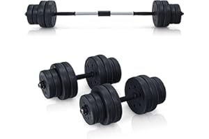 RELAX4LIFE 2 in 1 Set di Manubri 30 kg, inclusi 16 Dischi e Tubi di Collegamento, Pesi Intercambiabili (8 x 2,5 kg / 8 x 1,25 kg), per la Palestra, Ufficio e a Casa