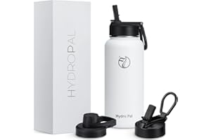 HydroPal Vacuum Insulated Stainless Steel Water Bottle, 1200ml/1000ml/750ml- 2 Lids (Straw Lid and Spout Lid), 2 Straws Water Bottle for 12 Hours Hot & 24 Hours Cold Drinks, Great for Work, Travel