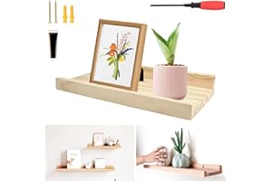Kleemeiero Mensole da Muro Legno 30cm Mensole Cucina Legno Mensole Bagno da Muro Mensole da Parete per Libri Mensole da Parete in Legno per Soggiorno, Camera da Letto,Ufficio,30*15*3.7cm con 2 Viti