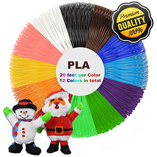 PLA Filament Pack - 3D Stift Filament 12 Farben 6.1m（20 Fuß）pro Farbe für 3D Druck Pen 3D Drucker-Stift(1.75mm Durchmesser)