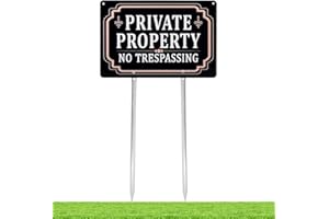 Kichwit Private Property No Trespassing Sign, Aluminum, 12" x 8", 14" Metal Stakes Included (1)
