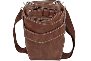 ‎DHONGF Friseurtasche Werkzeugtasche leder Friseur Taschen Friseur tasche Kamm tasche Friseur Schultergürtel Tasche Friseur Scheren Haarspangen Kämme Sprühflasche usw kann platziert werden 282 Braun