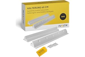 Avoltik Solar Panel Mount Spoiler Suitable for Motorhome, Boat, Flat Roof, Caravan, Weatherproof Made of ABS Plastic in White, 68 cm, Solar Panel Mount with Screws