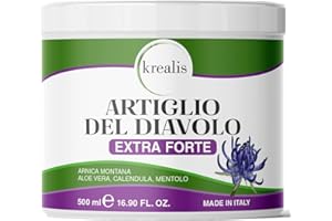 KREALIS® 500ml Artiglio Del Diavolo Extra Forte 98%, Crema Artiglio Del Diavolo Con 2 Diverse Tipologie Di Arnica Gel, Pomata Antinfiammatoria Per Muscoli, Articolazioni, Cervicale, Collo