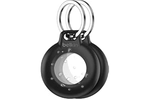Belkin Secure Holder impermeabile con anello portachiavi per Apple AirTag, custodia protettiva per AirTag resistente e antigraffio, per collare degli animali, valigie, zaini - Nero pacco da 2, Buio