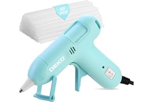Pistola Silicona Caliente, DEKOPRO 20W Juego de Pistola de Silicona, Pistola Pegamento Caliente con 60 PCS Barras de Pegamento,7mm*120mm Barras,para DIY, Arte, Hogar, Cian