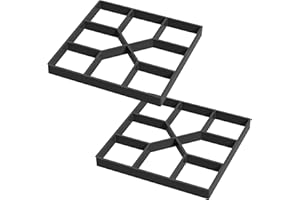 FIVMEN 2 x Paving Moulds, Paving Mould, Path Stencil, 8 Chambers, DIY Garden Concrete Moulds, Formwork Mould, Paving Stones, Painting, Plastic, Paving Slabs, Square 02