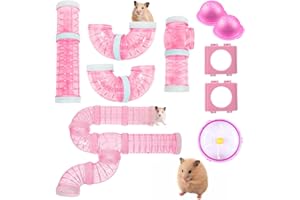 IBEQUEM Zestaw 2 tubek dla chomików, przezroczyste akcesoria do klatki dla chomików, chomików, chomików, szynszyli, szczurów, myszki Gerbil (różowy)