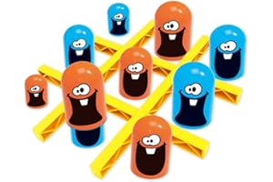 ENDXEDIO Juego de Tic-Tac-Toe Sorpresa, Tic Tac Toe, Juego de Gobble Azul Naranja, Juego de Mesa Interior, Juegos Familiares para Jugar y un Juego Clásico Decoración del Hogar, Juego de Tac de Plástico