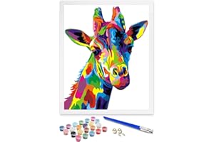 ifymei Dipingere con i Numeri per Bambini e Adulti Principianti, Kit Regalo da Disegno per Bambini e Bambine, Gioco Creativo per Bambini 6+ Anni - 40x50 cm - Senza Cornice - Giraffa Colorati