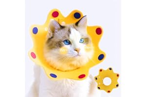 renyigou Pet cone collars Cat cone pet rehabilitation collars used to prevent pets from biting injured or surgical areas Soft medical surgical rehabilitation collars are suitable (Crown, Yellow 1pcs)