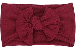 TINADEER Baby Mädchen Jungen Stirnband mit Schleife 6 Monate - 3 Jahre Neugeborenes Kleinkind Stirnbänder Nylon Stretch Haarband Taufe Headwear Süßes Kinder Kopfband Haarbänder Kopftuch (Weinrot)