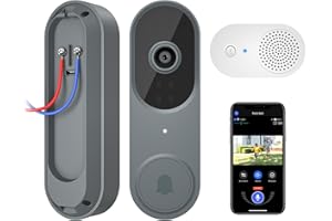 guggre 1080p Wired Video Doorbell + Indoor Ring Chime, AI Human Detection, 2-Way Audio, HD Night Vision, AES-128 Cloud Storage, Real-Time Alerts, Smart Home Protection (Requires Wiring)