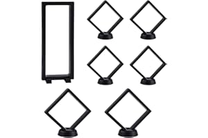 WUUOOEI Caja de Exhibición de Monedas, 7 Pcs Soporte de Exhibición de Marco Flotante 3D, Soporte Monedas Expositor, Vitrina Flotante 3D con Base, para Monedas Joyas Collares Pendientes Medallones Piedras